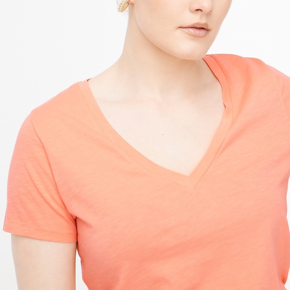 J. CREW Tee Vintage Slub Cotton Pale Guava V-Neck Short Sleeve T-Shirt NWT - Picture 5 of 12